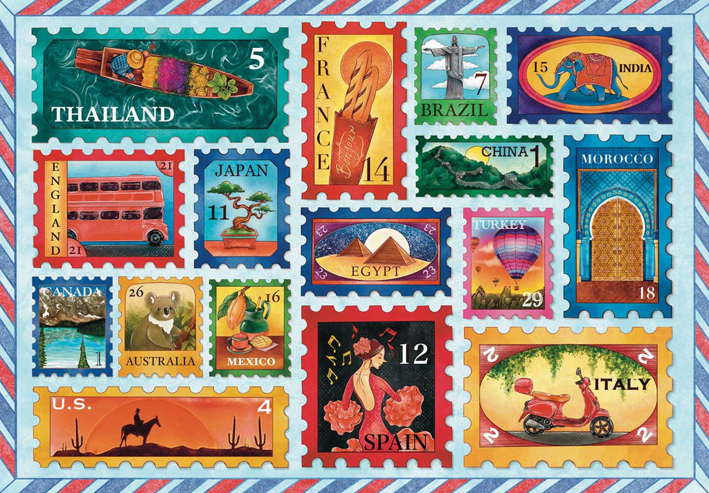 Around the World in Stamps – Mosaic Puzzles