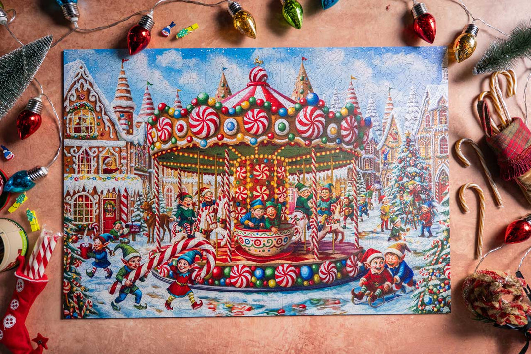 Carousel in Candy Cane Square | Heritage 3D Series