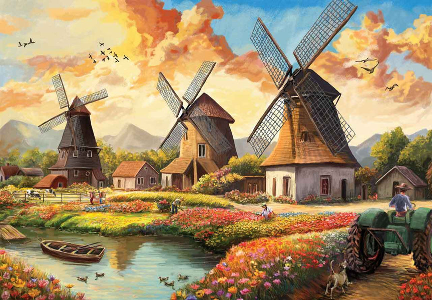 Windmills at Sunset (3D)