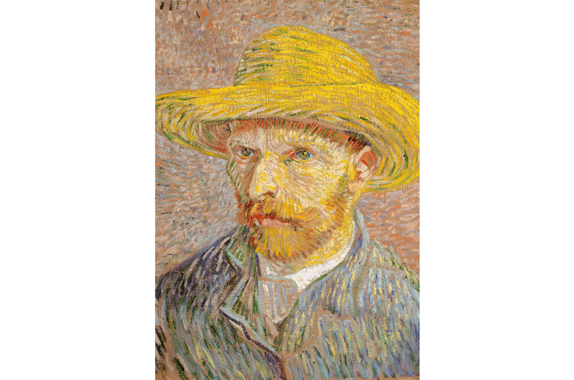 Self Portrait with a Straw Hat by Van Gogh